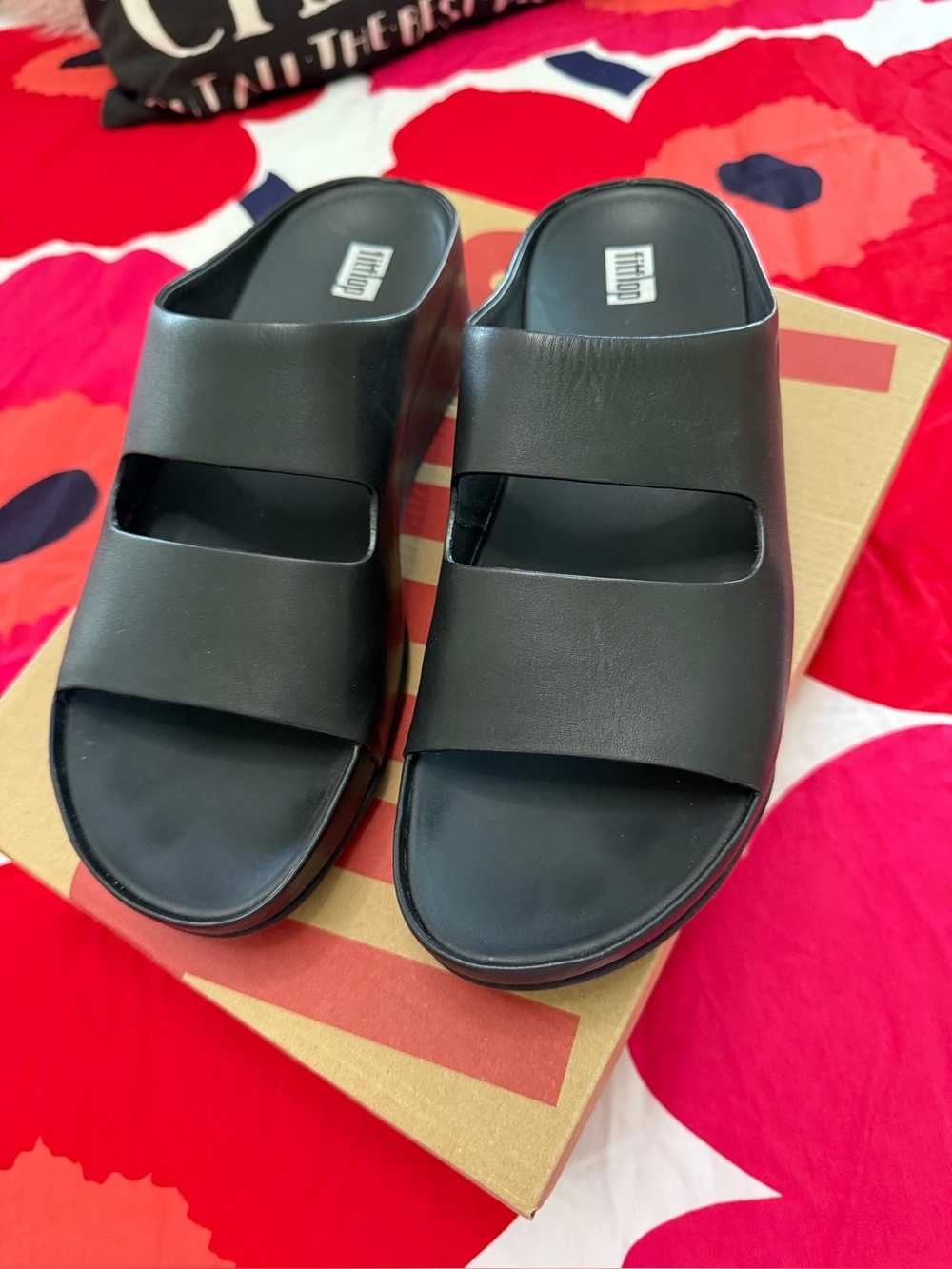 Fitflop Black Double-Strap Slide Sandals